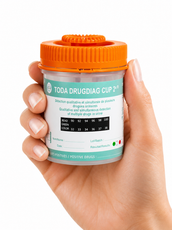 Test urinaire Cup 2S Drugdiag® multi-drogues avec thermomètre intégré