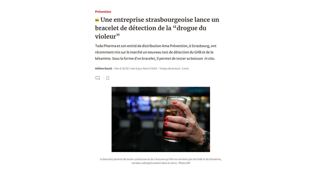 Article des Dernières Nouvelles d’Alsace consacré au bracelet Test Ton Verre®