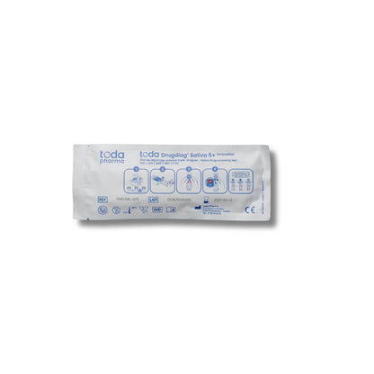 Aperçu du Test Salivaire 8 Drogues / NPS Drugdiag® Saliva Innovation Premium 8+ sous plusieurs angles. Équipement de dépistage Norme CE, certifié Police/...